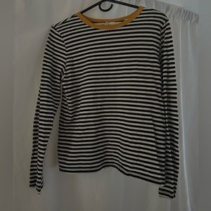 Black and white striped long sleeve with yellow collar